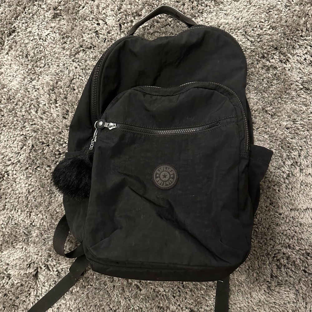 Large Kipling Backpack With Monkey Fluff Ball - image 1